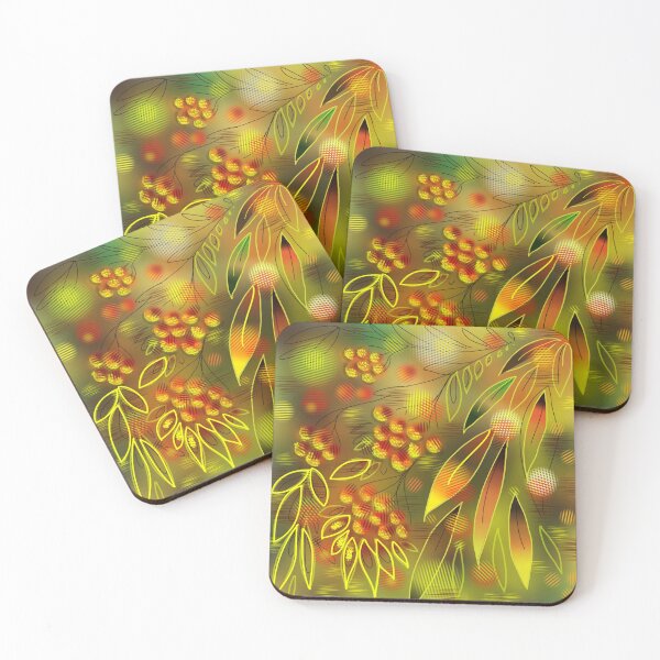 Item preview, Autumn yellow rowan berries multi-colored leaves designed and sold by bonjourmadame4.