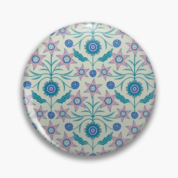 Item preview, AUDREY Floral Botanical Cottage Damask Pattern in Blush Orange Teal Blue - UnBlink Studio by Jackie Tahara designed and sold by Jackie Tahara of UnBlink Studio.