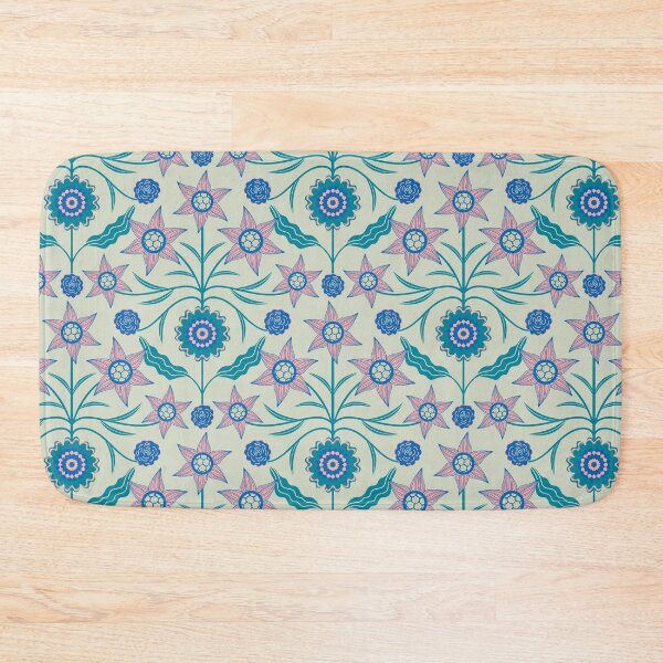 Item preview, AUDREY Floral Botanical Cottage Damask Pattern in Blush Orange Teal Blue - UnBlink Studio by Jackie Tahara designed and sold by Jackie Tahara of UnBlink Studio.