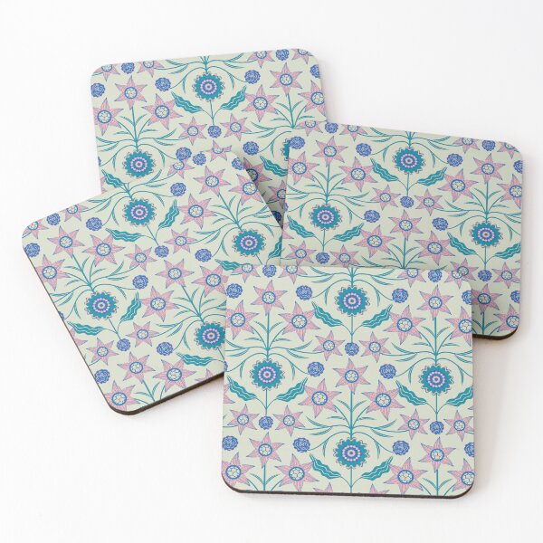 Item preview, AUDREY Floral Botanical Cottage Damask Pattern in Blush Orange Teal Blue - UnBlink Studio by Jackie Tahara designed and sold by Jackie Tahara of UnBlink Studio.