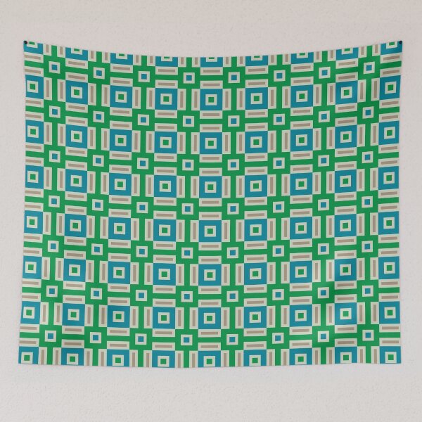 Item preview, ESSEX Mod Groovy Cool Mid-Century Modern 1960s 1970s Geometric in Kelly Green Blue Beige - UnBlink Studio by Jackie Tahara designed and sold by Jackie Tahara of UnBlink Studio.