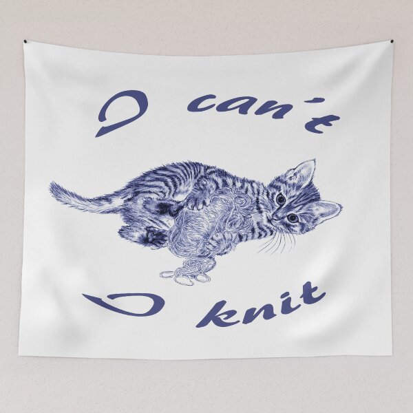 Item preview, Chaton à la pelota - blue colorized version, text in english designed and sold by SylvieG18.