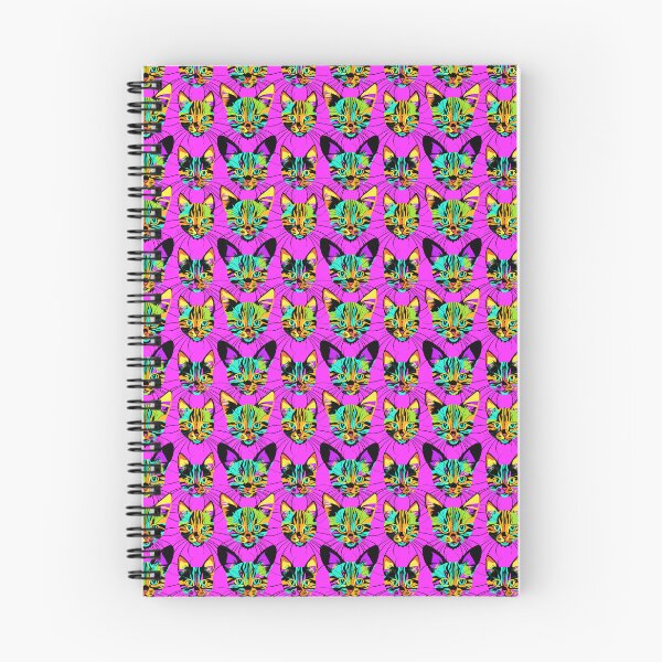 Item preview, Vibrant Trippy Cat Blue and Yellow Pattern on Pink Background designed and sold by Aaron2610.