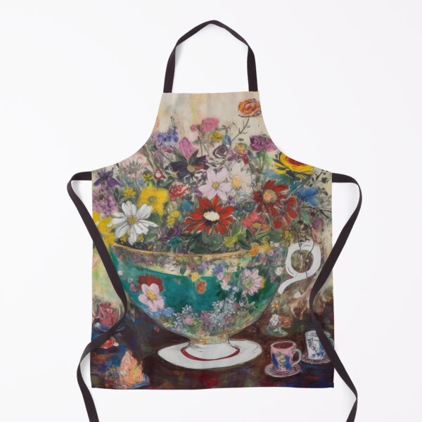 Item preview, Watercolor of teacup overflowing with wildflowers in the style of Marc Chagall designed and sold by AmityJamity.