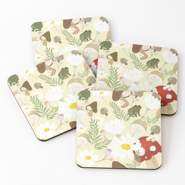 Item preview, Cottagecore Mushroom Fern Daisy Pattern designed and sold by Jennifer Margrave-Garcia.