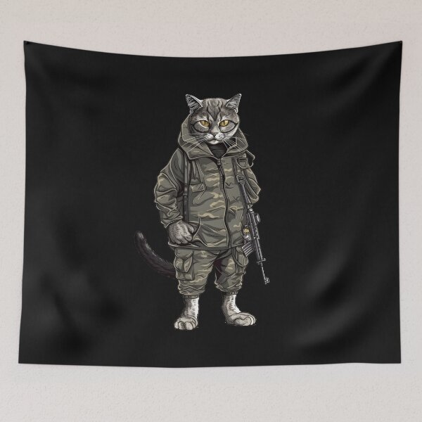 Item preview, Cat in military outfit designed and sold by hamishby.