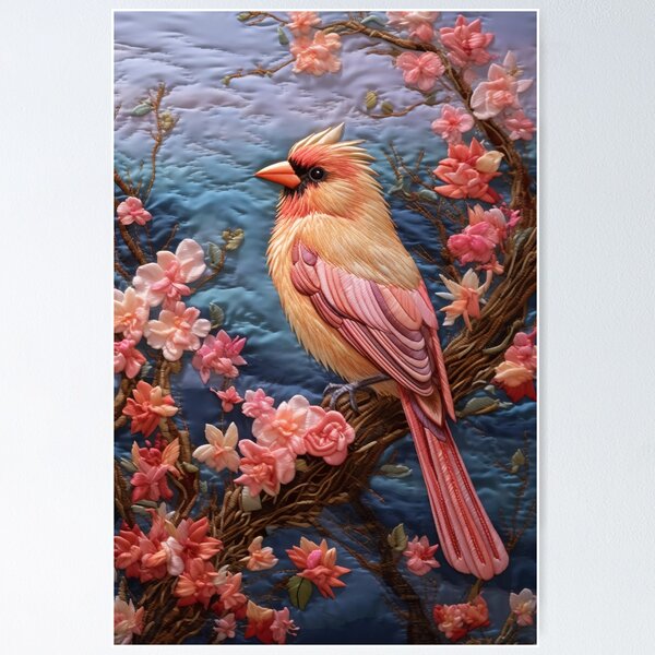 Item preview, Embroidery art flower and bird pattern poster 15 designed and sold by UnaWu533.
