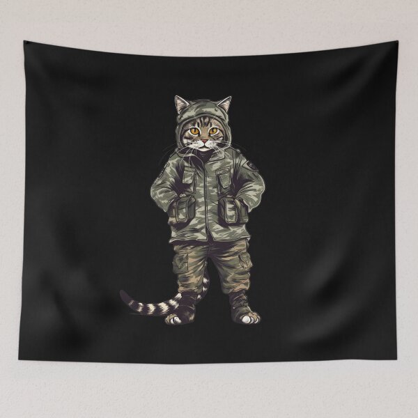 Item preview, Cat in military outfit designed and sold by hamishby.