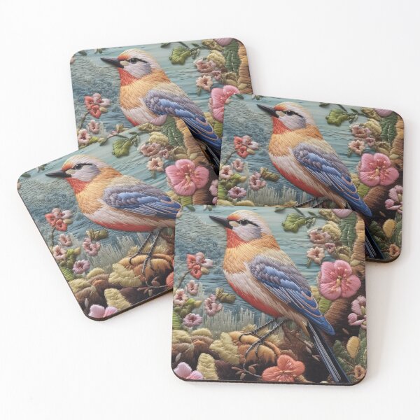 Item preview, Embroidery art flower and bird pattern poster 17 designed and sold by UnaWu533.