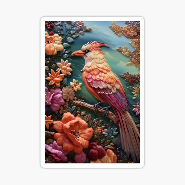 Item preview, Embroidery art flower and bird pattern poster 19 designed and sold by UnaWu533.