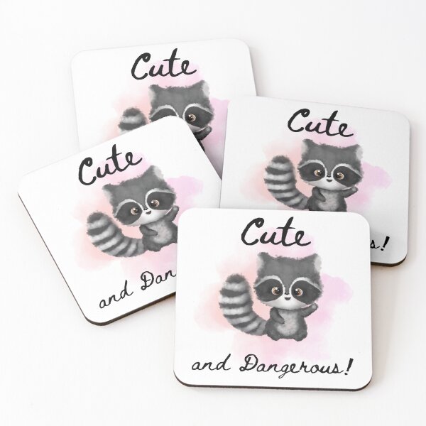 Item preview, Cute waving baby raccoon with pink background  designed and sold by Strictly McCracken.