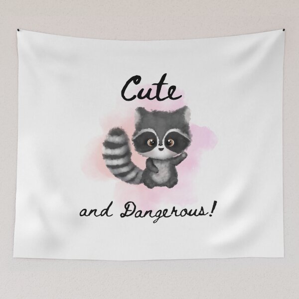 Item preview, Cute waving baby raccoon with pink background  designed and sold by Strictly McCracken.