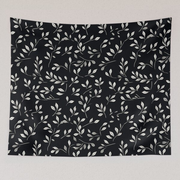 Item preview, Simple black and white leaves art pattern #5 designed and sold by imagenia.