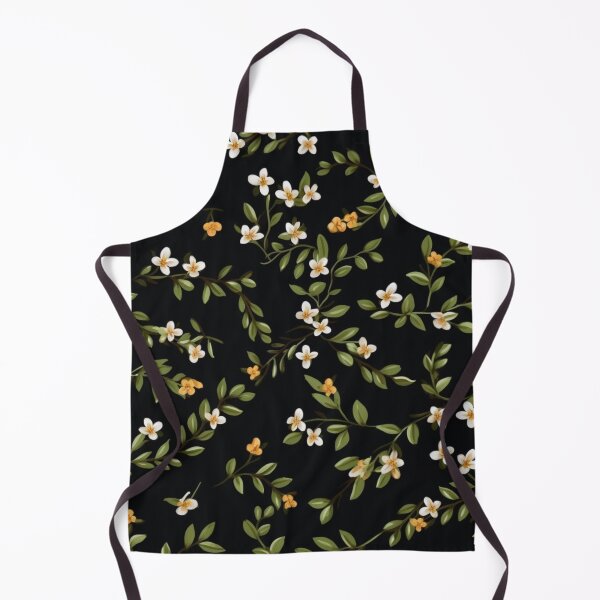 Item preview, White flowers and leaves art pattern in a black background designed and sold by imagenia.