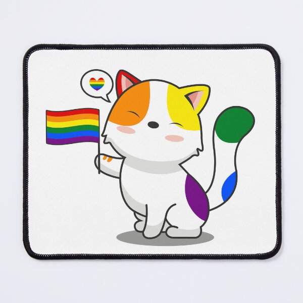 Item preview, Cute Cat Holding LGBTQ+ Pride Flag designed and sold by Luan Huynh.