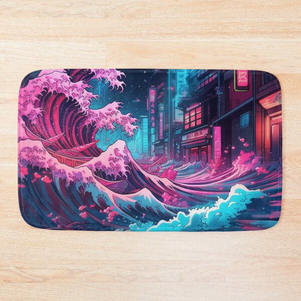 Item preview, The Great Wave Off Kanagawa Cyberpunk neon style designed and sold by zand-n-zive.