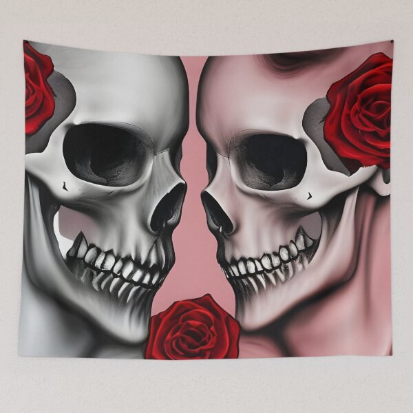 Item preview, Skeleton couple, gothic love with red roses designed and sold by GothicRubette.