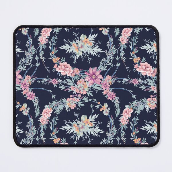 Spring pastel blossom florals waercolor in the night. Mouse Pad