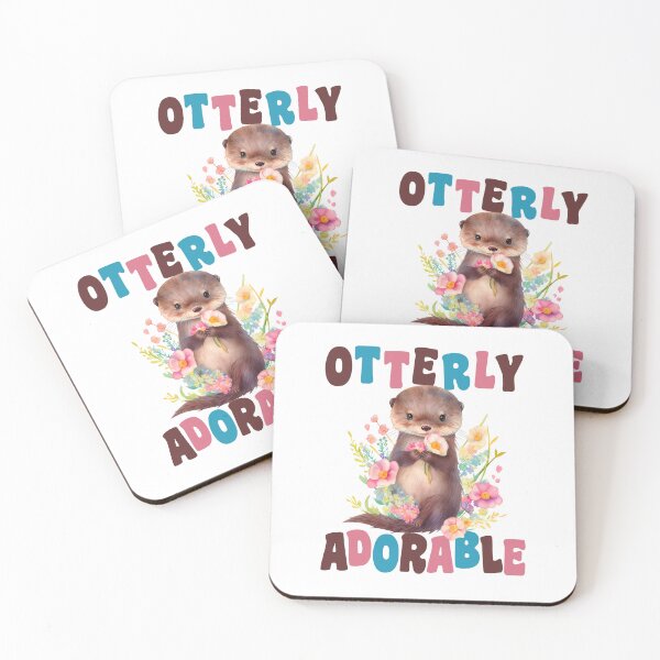Item preview, Otterly Adorable Funny Otter Lover Pun Cute Watercolor Baby Otter Art    designed and sold by Bad Kitty Designz.