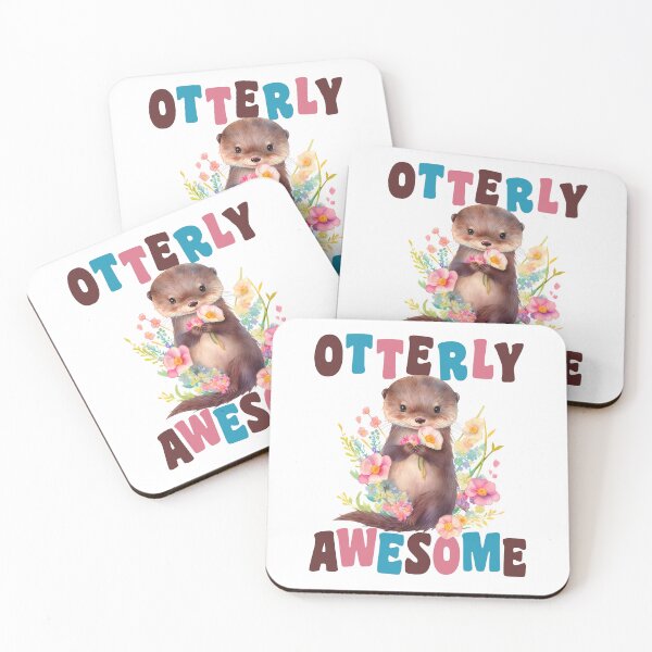 Item preview, Otterly Awesome Funny Otter Lover Pun Cute Watercolor Baby Otter Art  designed and sold by Bad Kitty Designz.
