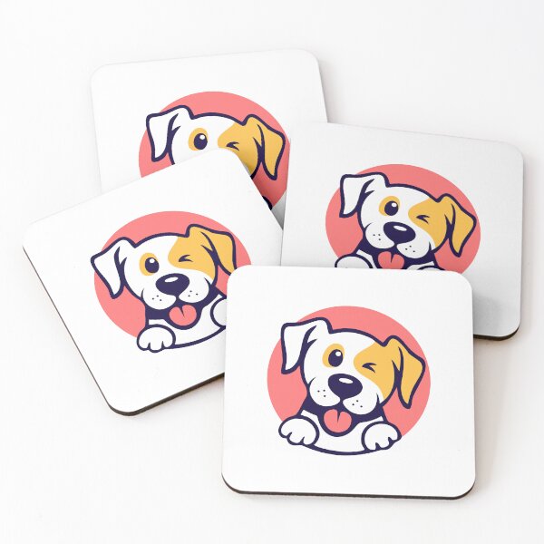 Item preview, Cartoon cute puppy dog winking in pink circle designed and sold by w1ckerman.