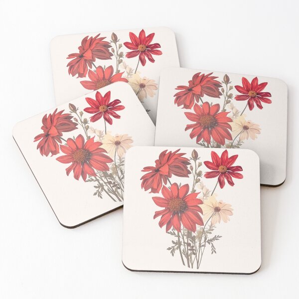 Item preview, Floral Harmony: Botanical Illustration of Daisies and Red Daisy designed and sold by Sleeygoy.