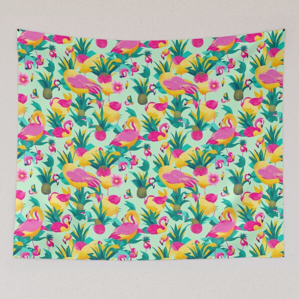 Item preview, Summer patterns with flamingos and pineapples designed and sold by Hot From Oven.