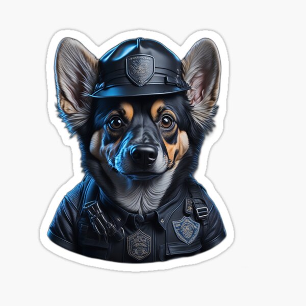 Cute and Charming Fantasy Cat Police Officer Character | Sticker