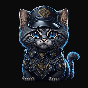 Cute and Charming Fantasy Cat Police Officer Character | Sticker