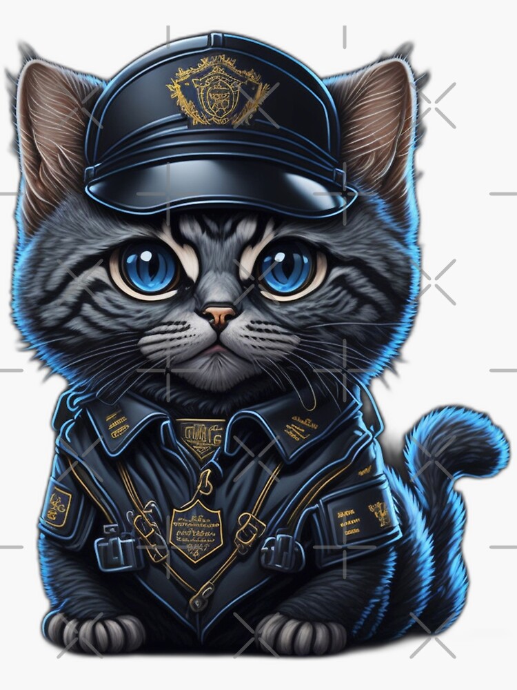 Cat Police Officer Cartoon Anime Style Animal Sticker for Sale by  AnimalArtPhotos