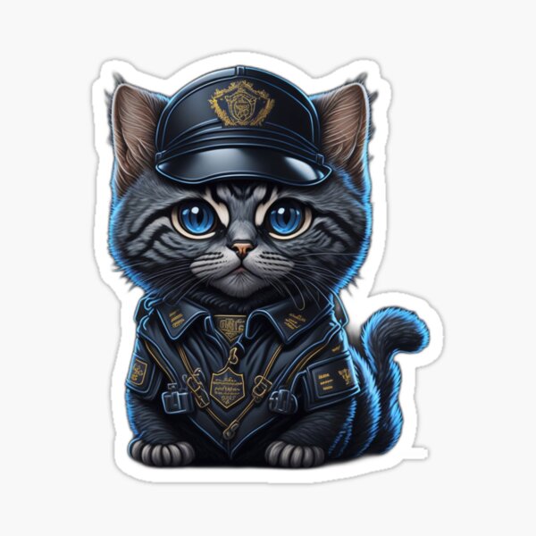 Cute Baby Cat Police Officer - Adorable Anime Style 2D Vector Character  Design | Sticker