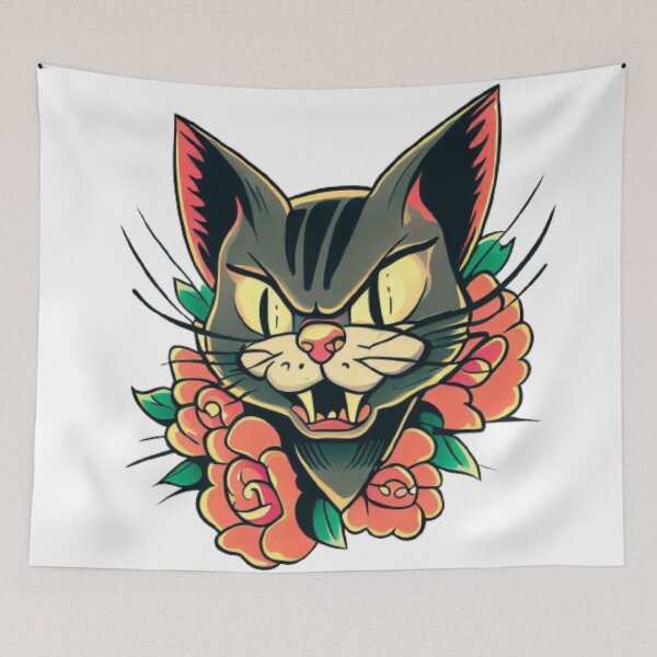 Item preview, Vintage tattoo flash of a cat designed and sold by Donkey's Salad.