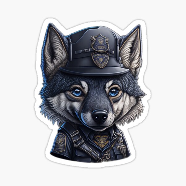 Cute and Charming Fantasy Cat Police Officer Character | Sticker