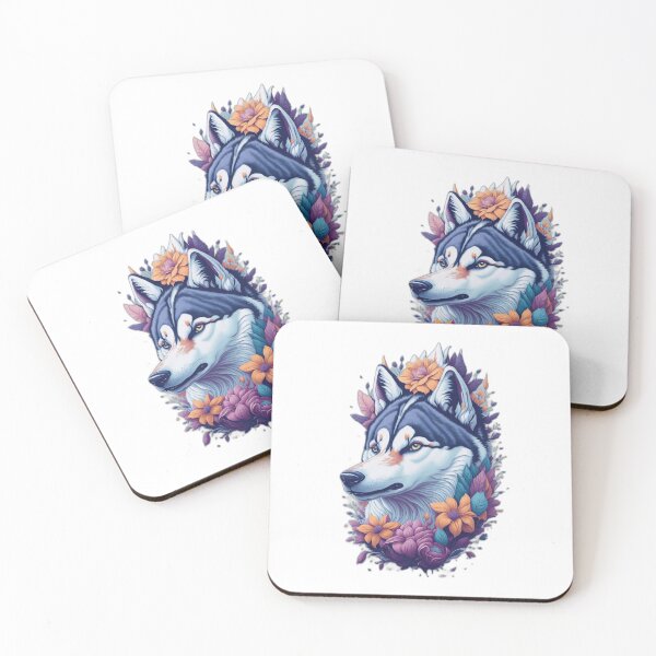 Item preview, colorful wolf with flowers designed and sold by PopPizzazz.
