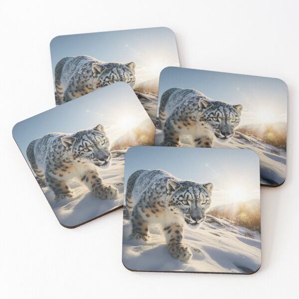 Item preview, Snow Leopard at Snowy Mountain Ridge At Sunrise designed and sold by NoWayy.