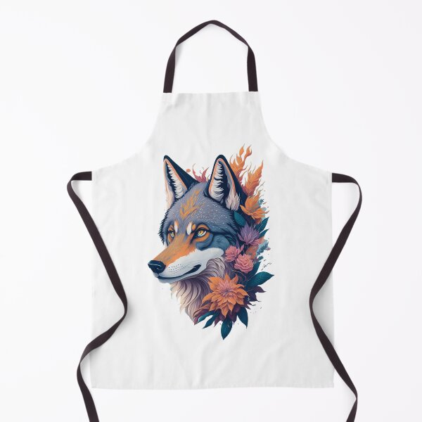 Item preview, colorful wolf with flowers designed and sold by PopPizzazz.