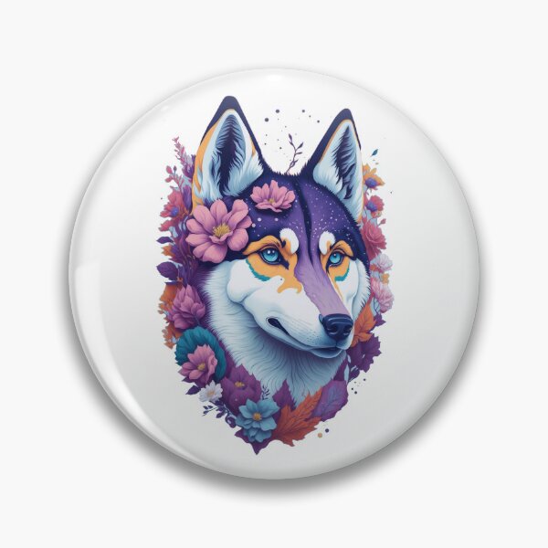 Artikelvorschau, bunter Wolf mit Blumen entworfen und verkauft von PopPizzazz.