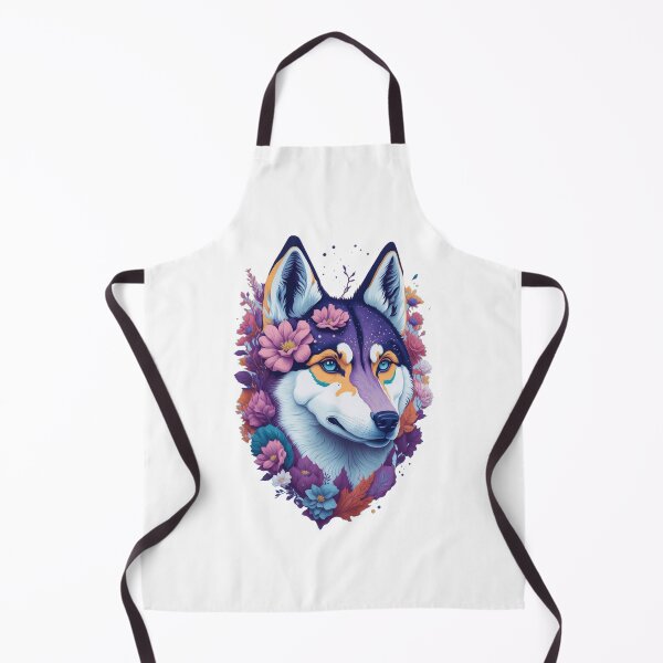 Item preview, colorful wolf with flowers designed and sold by PopPizzazz.