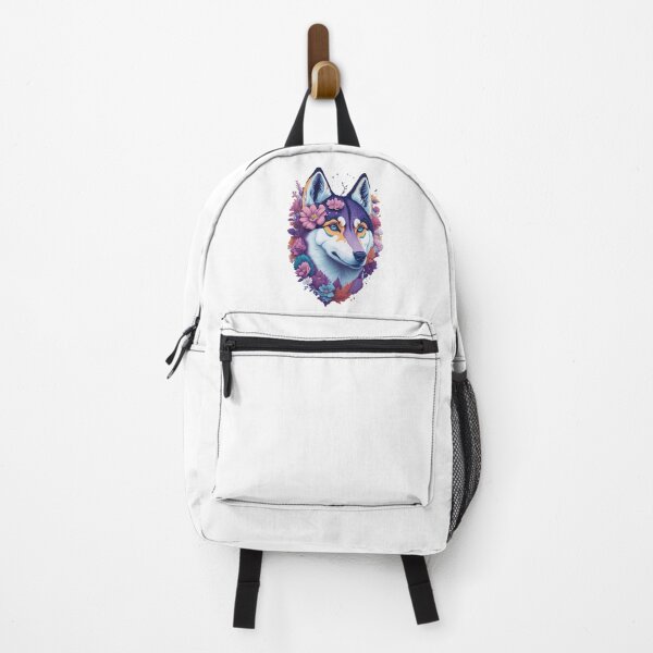 Item preview, colorful wolf with flowers designed and sold by PopPizzazz.