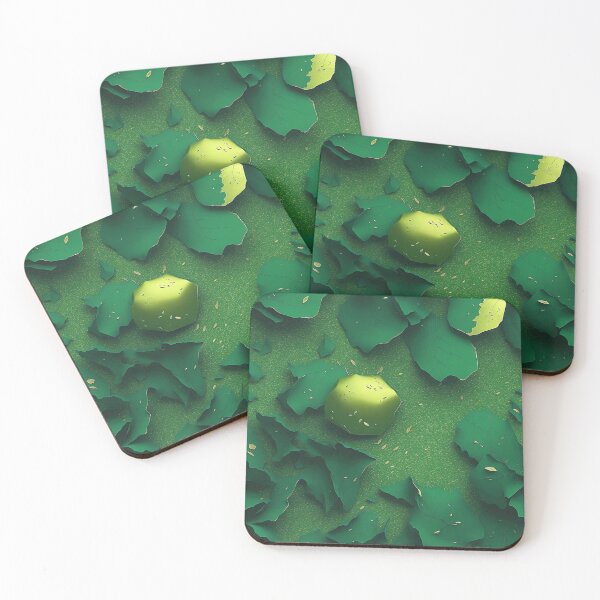 Item preview, Golden leaf splinters on a green background designed and sold by Minpadesign.