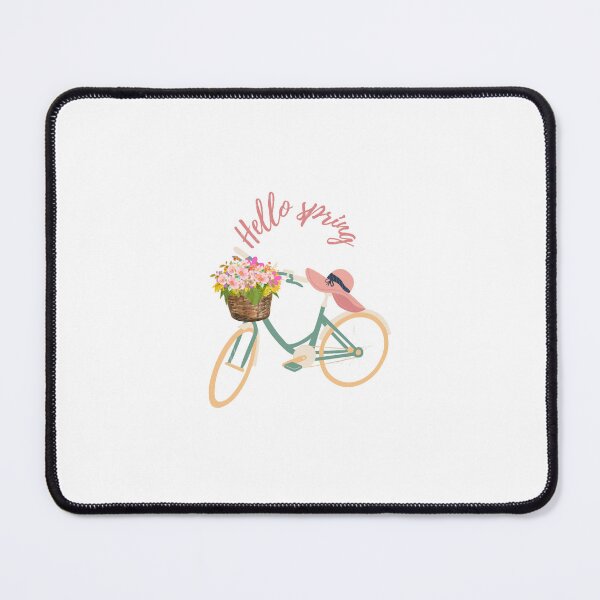 Item preview, hello spring springtime bicycle green natural designed and sold by DESIGNIRIS.