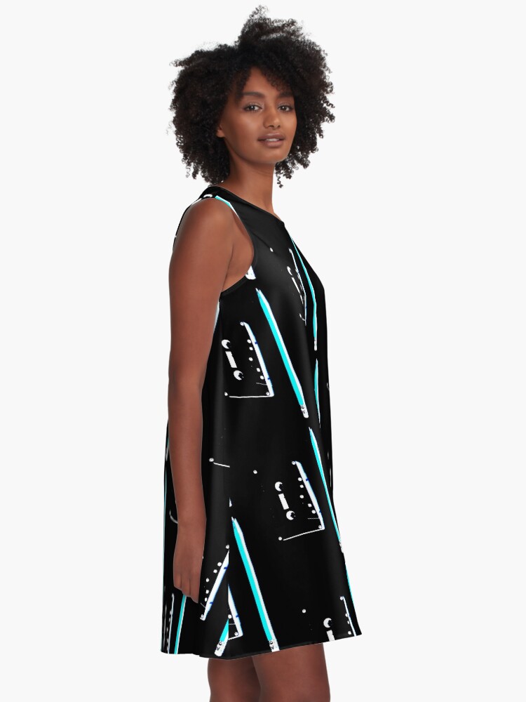 Alternate view of tape and pencil 80s vaporwave A-Line Dress