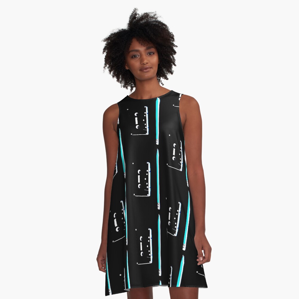 tape and pencil 80s vaporwave A-Line Dress