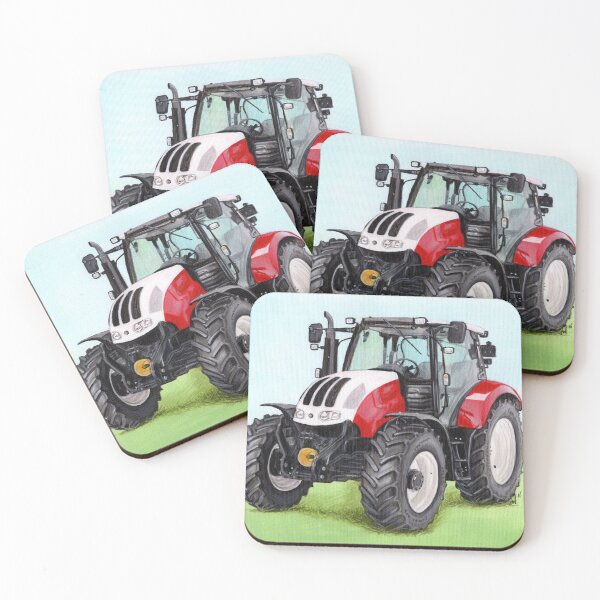 Item preview, Red and White Tractor Painting designed and sold by SandraWarmerdam.