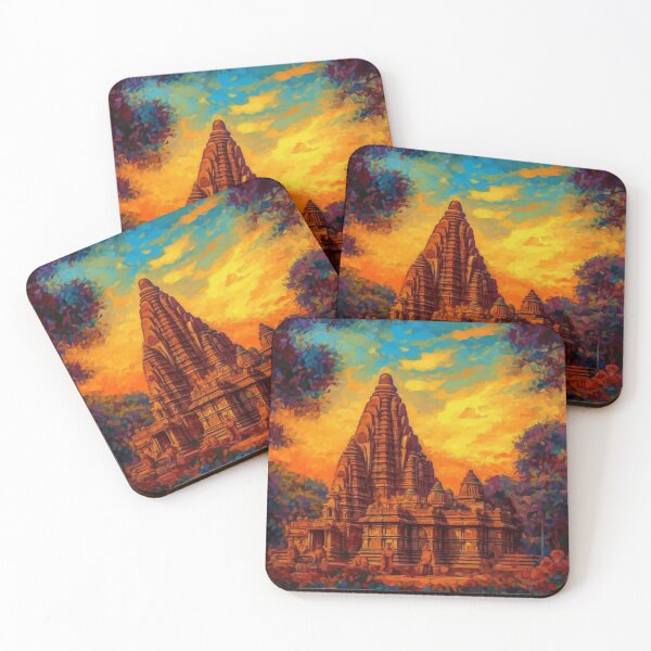 Item preview, The Sunset Of Khajuraho Temples︱Masterpiece Of Vincent Van Gogh Style designed and sold by ArtificerArt.