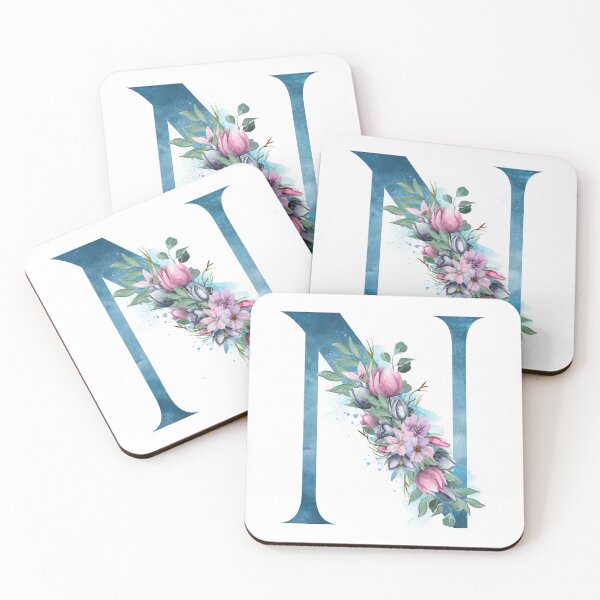 Artikelvorschau, Buchstabe N, Initiale, Oder, Monogramm, Mit, Aquarell, Flowers entworfen und verkauft von KreativniUm.