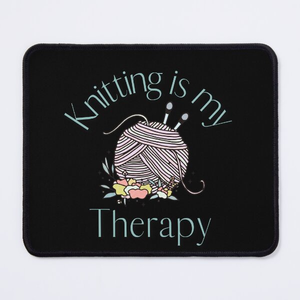 Item preview, Knitting is my therapy - black background designed and sold by aliveinmiddle.