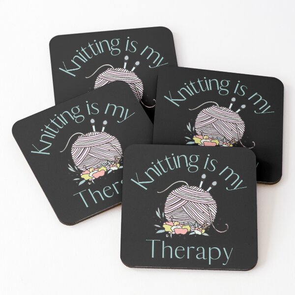 Item preview, Knitting is my therapy - black background designed and sold by aliveinmiddle.