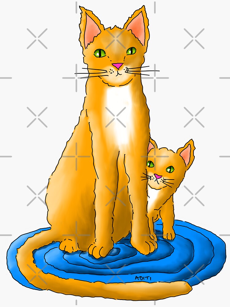 "Mother cat and kitten drawing" Sticker for Sale by aditikkumar | Redbubble