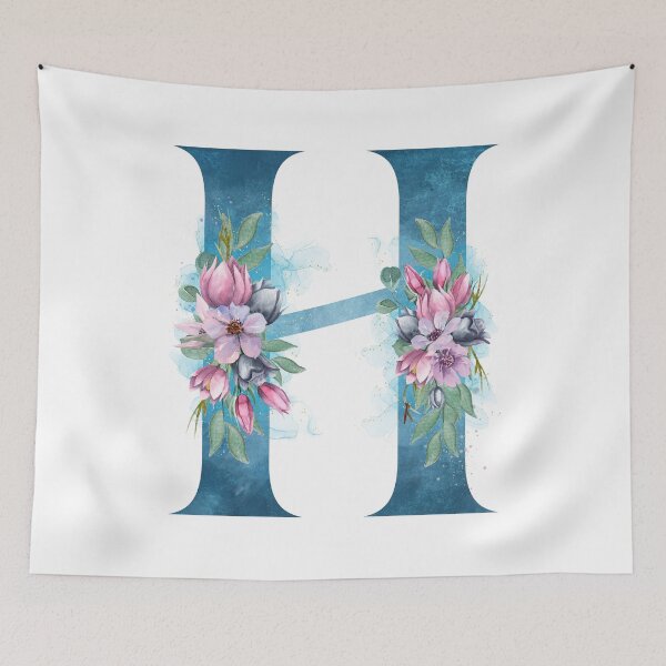 Aperçu de l'œuvre Lettre H Initiale Ou Monogramme Aux Fleurs Aquarelles créée et vendue par KreativniUm.